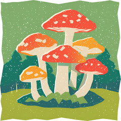 Drawing of mushrooms