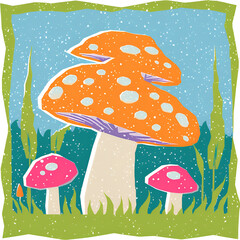 Drawing of mushrooms