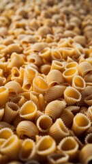 Close-Up of Dry Penne Pasta in Large Quantity, Texture and Detail