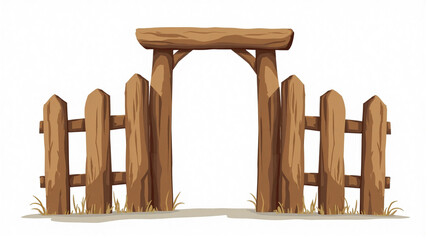 wooden fence isolated on white