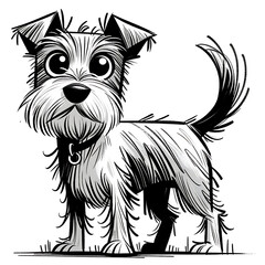 Sketch Illustration of a Terrier Dog - Generative AI