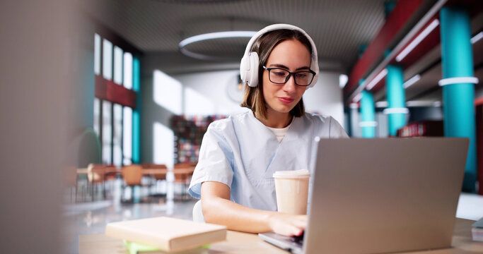 Woman Studying To Become Medical Doctor