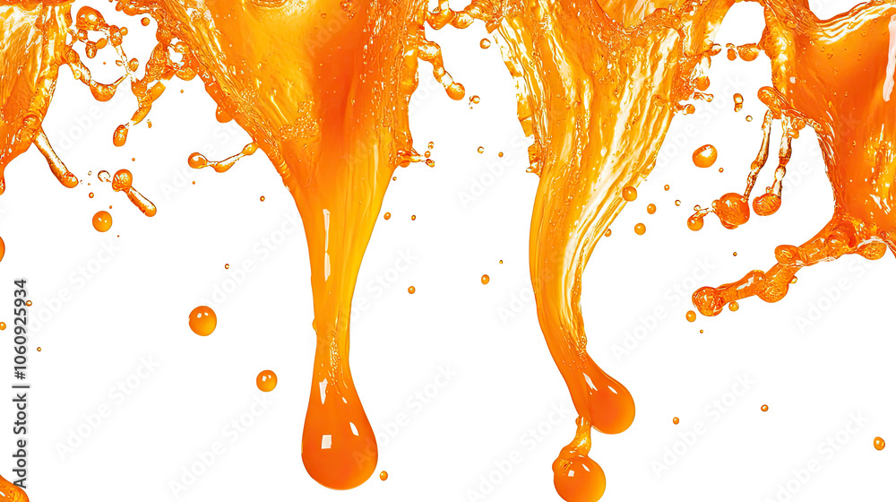Poster falling orange juice splashes creating dynamic waves and droplets generative ai