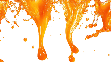 Falling Orange Juice Splashes Creating Dynamic Waves and Droplets Generative AI