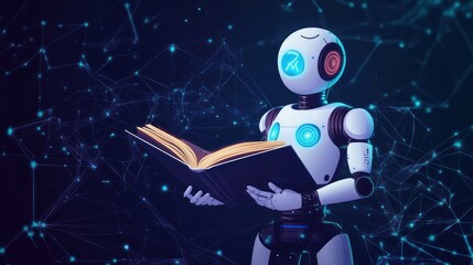 AI Robot Reading Book