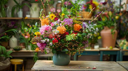 A floristry master class where students learn to make summer bouquets, focusing on flower arranging and hands-on techniques.