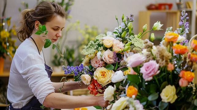 A floristry master class where students learn to make summer bouquets, focusing on flower arranging and hands-on techniques.