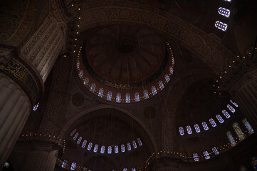 Obraz premium 400 Years old Ottoman Mosque interior photos İt is written prayer and God names with Arabic letters 