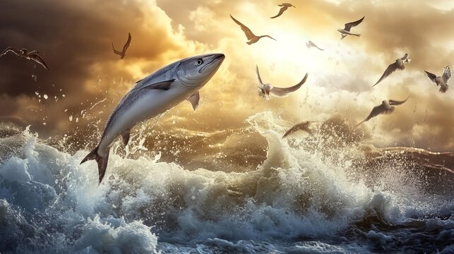 The Bible, the Book of Genesis, the creation of the world by God. God creates fish and birds