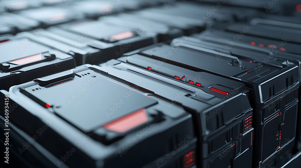 Leinwandbilder battery energy storage system consisting of several lithium battery modules placed side by side