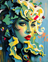 Naklejka premium portrait of a girl with flowers