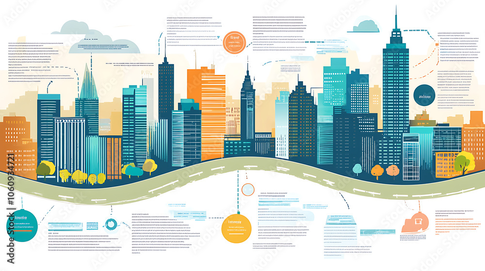 Leinwandbilder business road map timeline infographic city designed for abstract background template milestone elem
