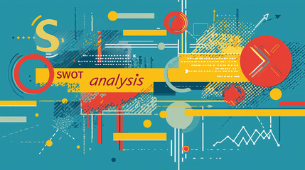 Naklejka premium Abstract illustration with geometric shapes and the words SWOT analysis..