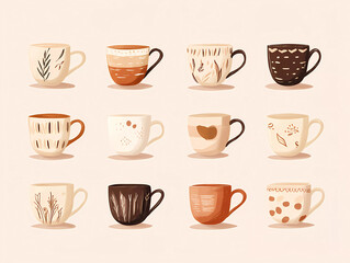 Kreative Kaffeetassen in verschiedenen Designs und Farben

