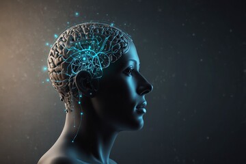 Obraz premium Artificial Intelligence concept. Deep learning. Mindfulness. Psychology ,Machine learning Brain Nervous System concept
