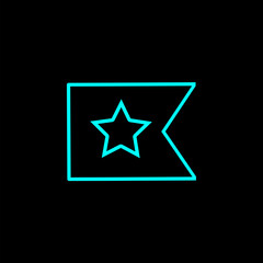 Bookmarked doc page symbol. Bookmark line icon isolated on black background.