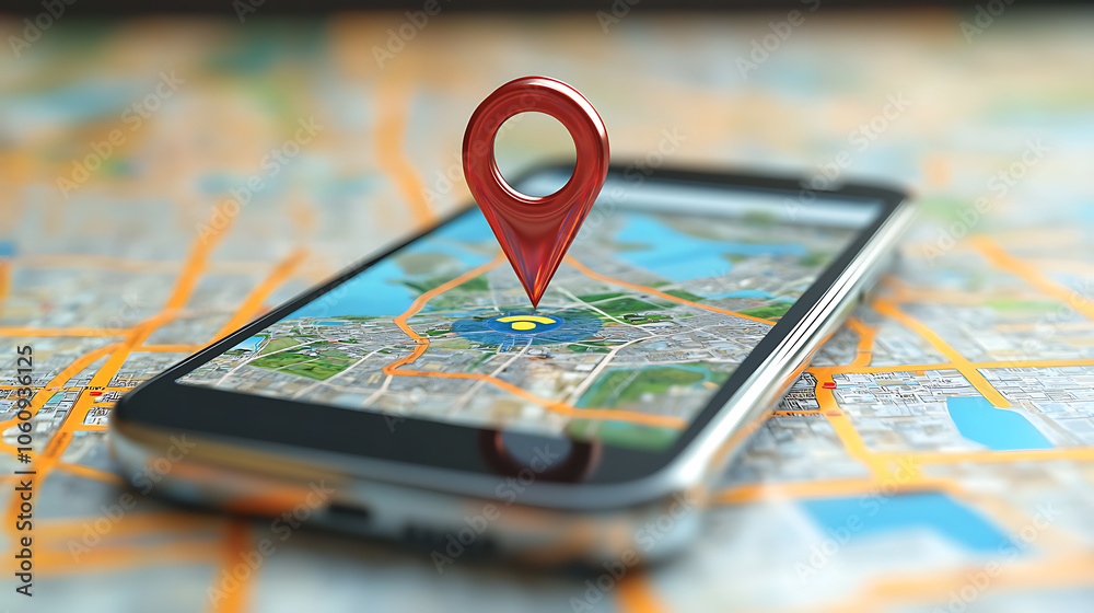 Leinwandbilder digital world emerging from smartphone with gps arrow pointing forward, blending reality and technol