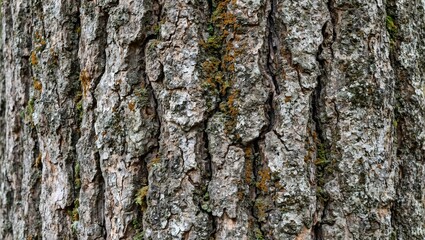 Obraz premium Detailed texture of old oak tree bark with moss