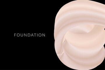 Nude and Black Makeup Foundation Background Illustration. Beige Smudge in Minimal Elegant Style