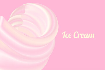 Ice Cream Abstract Cream Wave 3D Pink Illustration