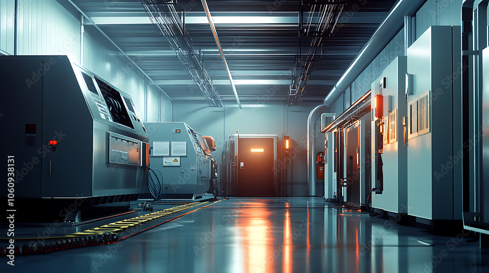 Aufkleber generator room with two generators in factory standby for power backup, diesel generator