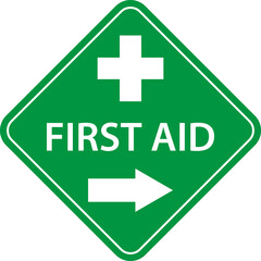 Fototapeta premium First aid post box point green sign icon