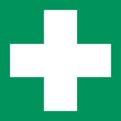 Obraz premium First aid post box point green sign icon