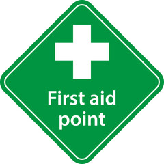 First aid post box point green sign icon