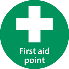 First aid post box point green sign icon