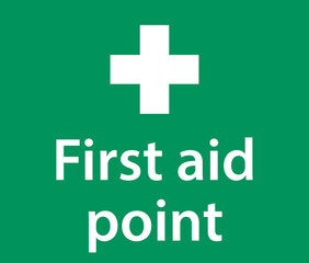 Obraz premium First aid post box point green sign icon