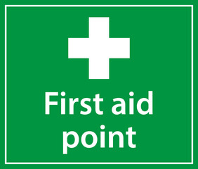 Obraz premium First aid post box point green sign icon