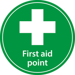 First aid post box point green sign icon