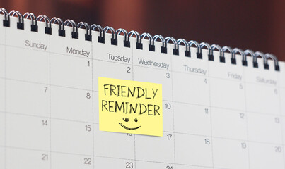 Friendly reminder is shown using the text in calendar