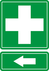 Obraz premium First aid post box point green sign icon