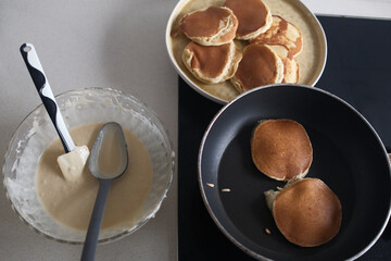 sunday breakfast with pancakes and coffee