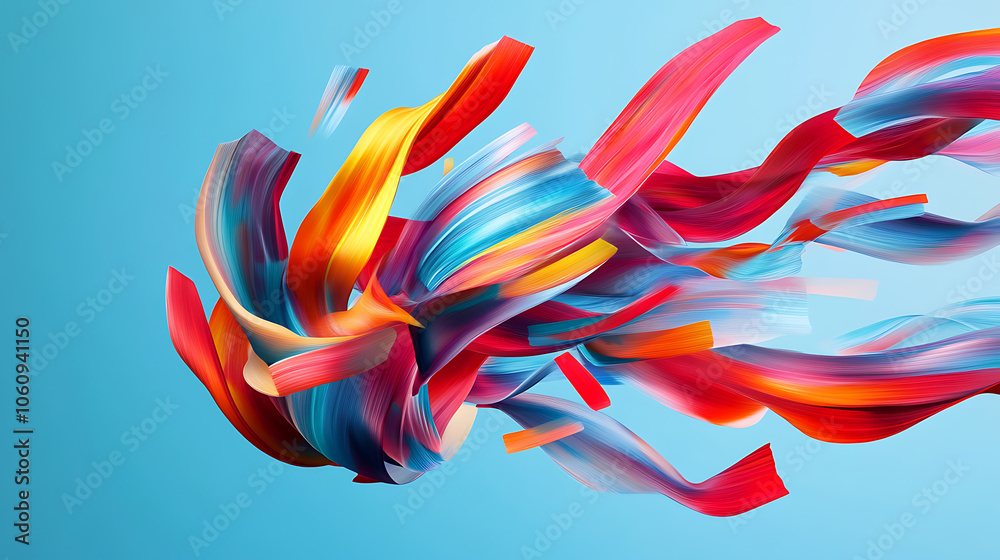 Poster modern abstract high speed movement, colourful dynamic motion on blue background, movement sport pat