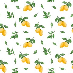 Lemons seamless patterns for fabric design, food patterns, fruits patterns, lemons pattern, kitchen print