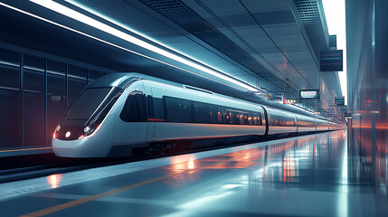 Modern high speed train at metro station