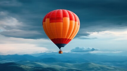 Obraz premium Vintage Hot Air Balloon Over Scenic Landscape