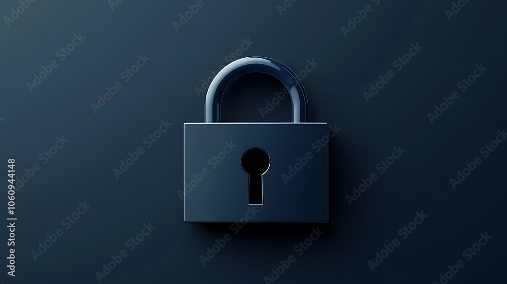 Poster Padlock With Keyhole icon in personal data security Illustrates cyber data or information privacy idea, blue color abstract hi speed internet technology