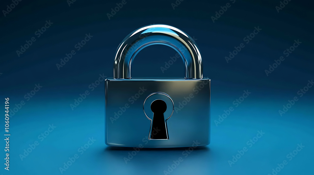Poster Padlock With Keyhole icon in personal data security Illustrates cyber data or information privacy idea, blue color abstract hi speed internet technology