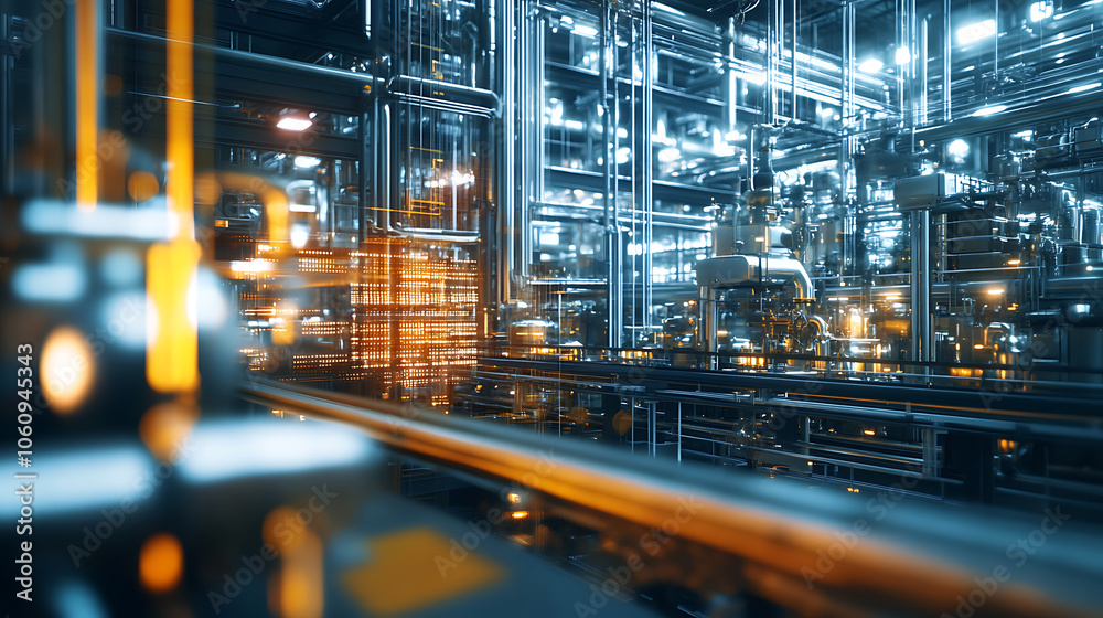 Poster smart industry concept with abstract high speed technology pov motion blur