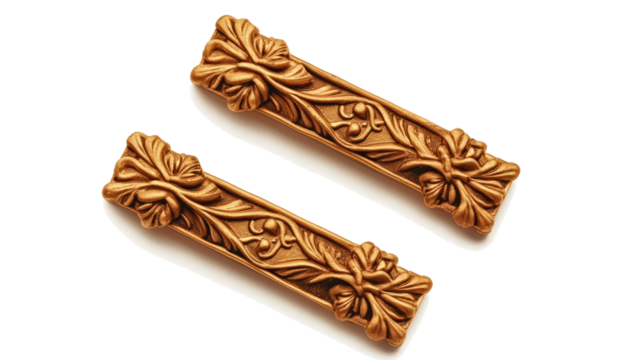 Oranate Gold Bars With Floral Design on Transparent Background Generative AI