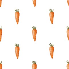 Seamless pattern with cute carrots illustrations, carrots pattern, carrots fabric design, kitchen print