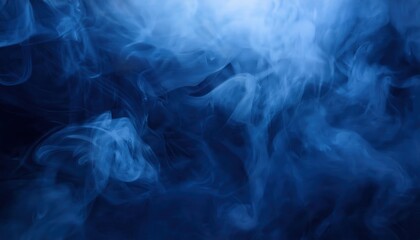Abstract Ethereal Blue Smoke Swirls in Motion. Dreamy Atmospheric Background for Technology, Creativity, or Meditation Concepts in Modern Visual Art and Digital Design