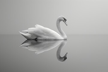 minimalistic image of Swan Reflections in water