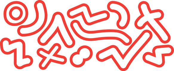 Set of geometric outlined symbol isolated on white