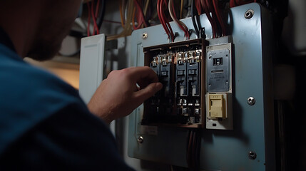 Turning on circuit breaker on control panel after it tripped due to overload