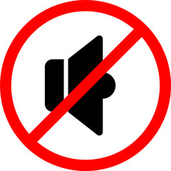 No sound sign indicating silence zone or no sound area sign and mute