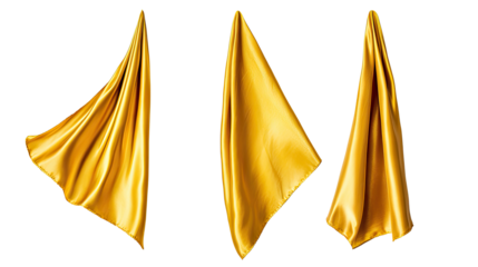 Elegant Golden Silks in a Collection Against a Transparent Backdrop Generative AI